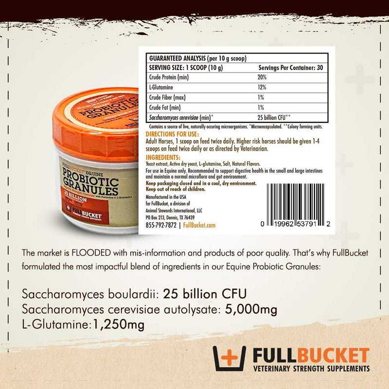 Equine Probiotic Granules with Saccharomyces boulardii for Daily Digestive Optimization; Concentrated Formula with 25 Billion CFUs - 30 Servings - BeesActive Australia
