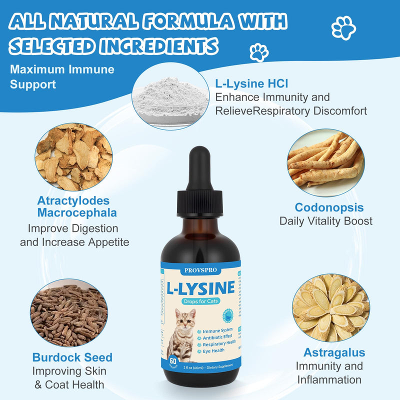 L-Lysine for Cats, Lysine Supplement for Support Immune System,Respiratory Eye Health, Alleviates Sneezing Congestion Runny Nose,Squinting Watery Eyes, Reduces Eye Discharge, Cold Allergy Relief