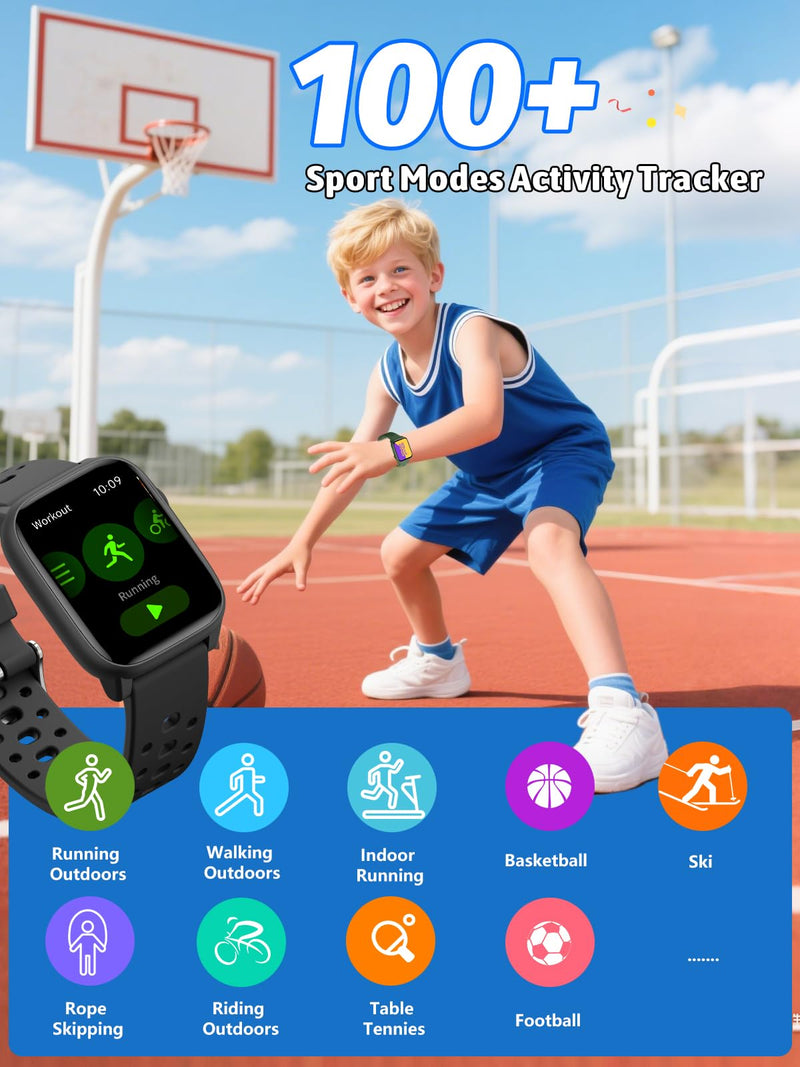 MgaoLo Kids Smart Watch 1.85" Upgrade - Fitness Tracker with Heart Rate Sleep Monitor, 100+ Sports Modes, 12 Puzzle Games, Activity Tracker for Boys Girls Outdoor Fun (Blue) Blue - BeesActive Australia