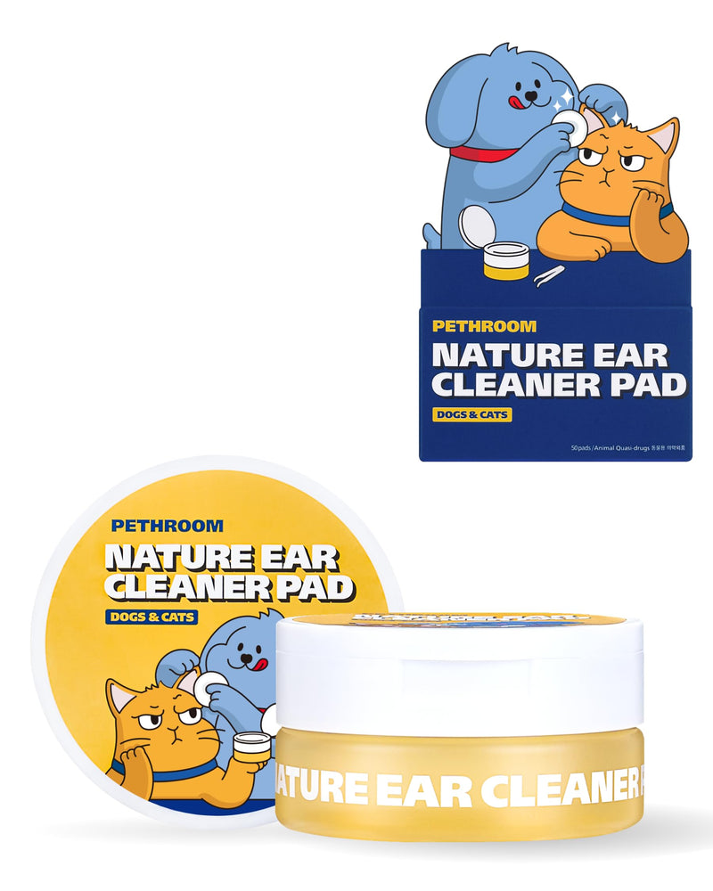PETHROOM Nature Ear Cleaning Pads – Hypoallergenic Microfiber Pads for Dogs & Cats, Gentle Daily Ear Care that Removes Dirt & Wax Safely, 50 Count
