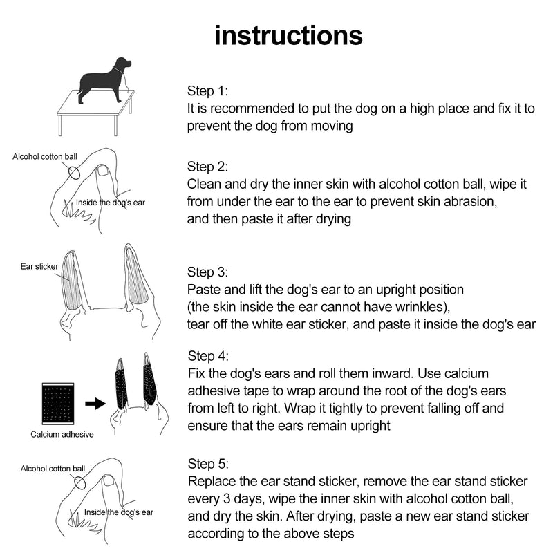Ejoyous Dog Ear Posting Kit, 1 Pair Dog Ear Support Patch Dog Ears Stand Sticker Ear Fixed Correction Vertical Holder for Corgi Small Doberman (5 * 2.5cm) 5*2.5cm - PawsPlanet Australia