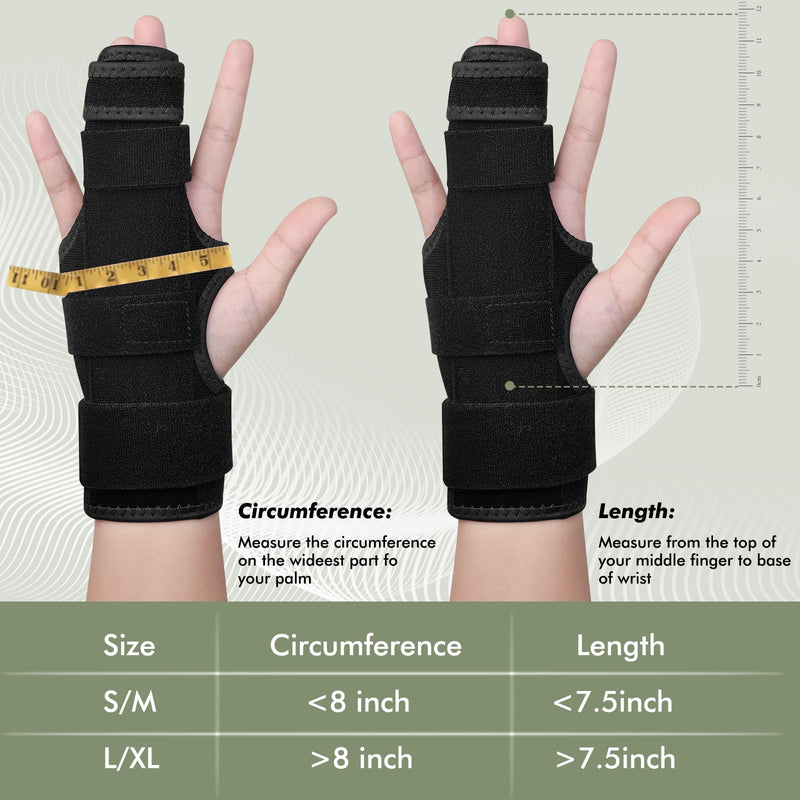 Trigger Finger Splint, 2 Finger Brace for Index, Middle, Ring, Pinky Finger, Treatment for Hand Fractures, Arthritis (L/XL, Right) L/XL