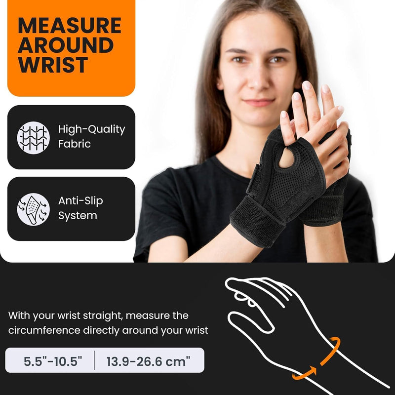 New Upgrade Thumb Brace with Splints for Palm & Wrist Stabilizer 3 Adjustable Straps,Pain Relief for Carpal Tunnel,Arthritis,Sprain,Tendonitis,Left & Right Hand,Adjustable,Breathable (Black, Small, Right) Black