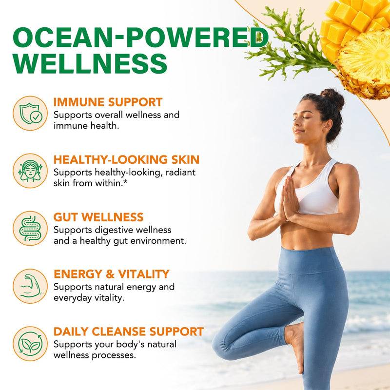 Wildcrafted Organic Sea Moss Gel, Mango & Pineapple Flavor, 16 oz | Sea Moss Gel, Rich in Nutrients, Vegan, Non-GMO