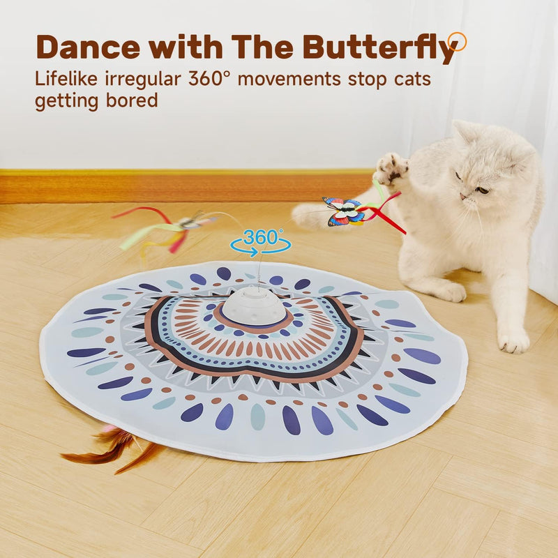 Potaroma Cat Toys Chargeable, 3in1 Hide and Seek Kitten Wand Toy, Interactive Automatic Cats Toy, Fluttering Butterfly, Moving Feather, Indoor Exercise Kicker 22.8 Inches Cover for All Breeds Minimalistic Bohemian - BeesActive Australia