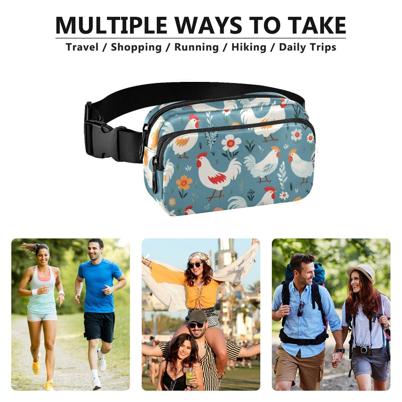 Fanny Pack for Women Men, Cute Chicken Belt Bag Waist Pack Crossbody Bag Bum Bag with Adjustable Strap