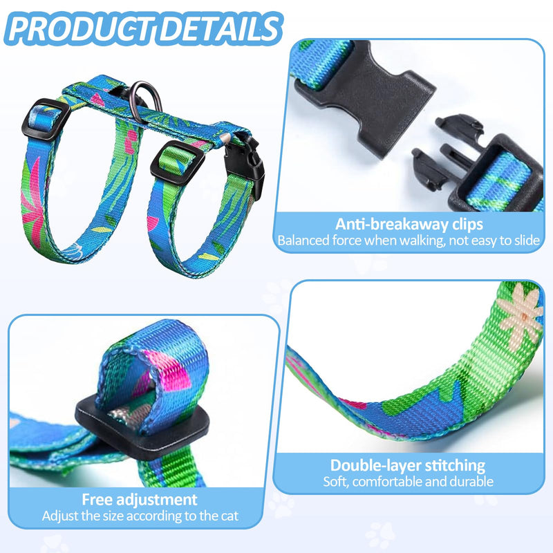 Adjustable Cat Leash and Leash Set Soft and Lightweight, Safe and Easy to use. (Green, M) green Medium - BeesActive Australia