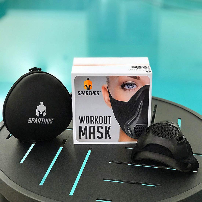 Sparthos High Altitude Mask - Simulate High Altitudes - for Gym, Cardio, Fitness, Running, Endurance and HIIT Training [16 Breathing Levels] Midnight Black