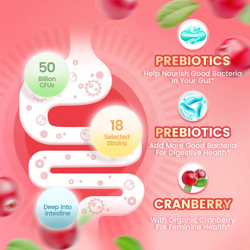 Viginal Probiotic for Women, Women Probiotic Gummies, Feminine Balance Gummies, Cranberry Probiotics for Woman Vaginigal Health, Yeast Ph Balance| 60 Gummies 60pcs/1bag - BeesActive Australia