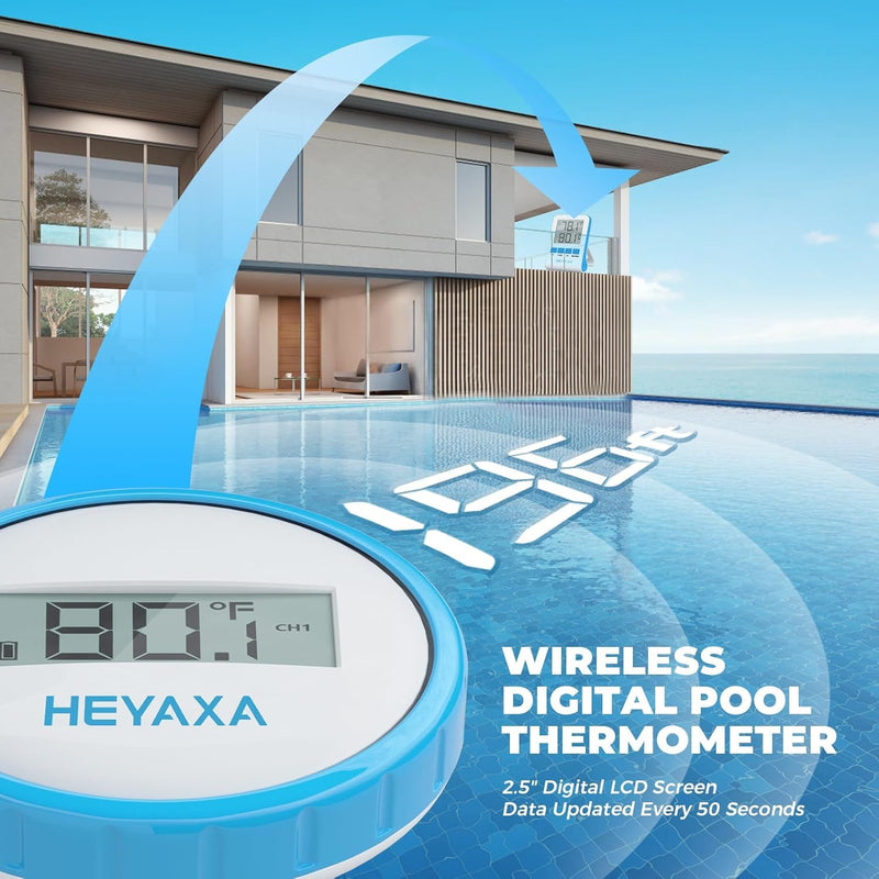Digital Pool Thermometer Floating Easy Read IPX8 Waterproof Wireless Water Thermometer with Indoor Temperature Monitor for Swimming Pool, Bathtub, Fish Tank - BeesActive Australia