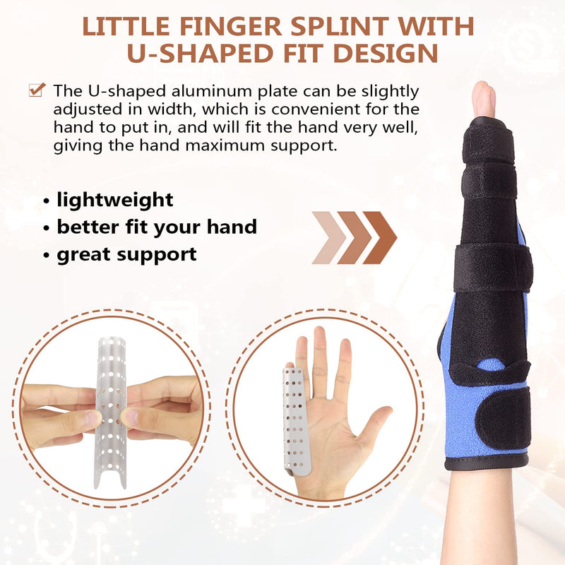 Pinky & Ring Finger Splint for Straightening, Metacarpal Splint, Boxer Fracture Finger Brace, Hand Brace with Finger Support for Dislocated, Broken Joint and Mallet Finger, Fits for Men and Women Normal L/XL