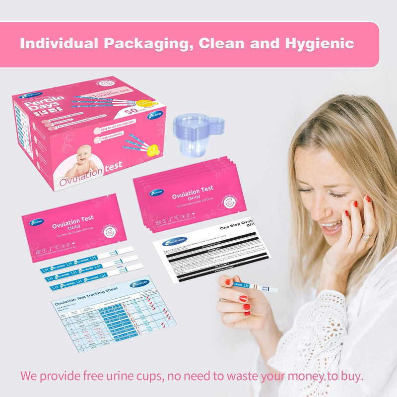 HEAL-CHECK 25 Count Ovulation Test Strips with Cups, Bulk Ovulation Test Strips for Women, Ovulation Predictor Kit, Accurate Fertility Tests for Home, Individually Wrapped 5mm LH - BeesActive Australia