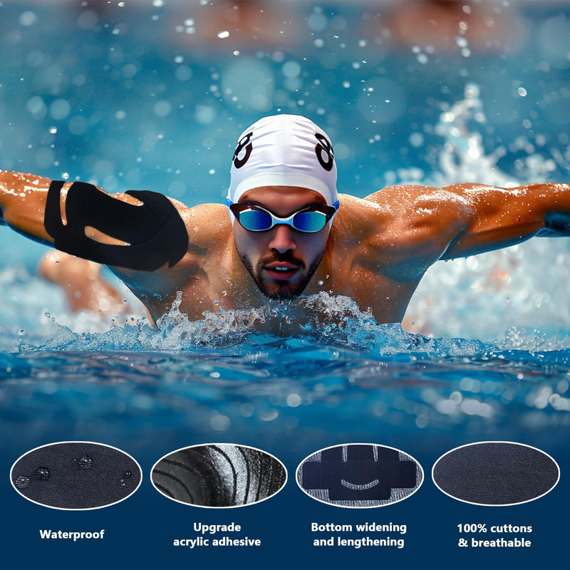 Kinesiology Tape for Shoulder Precut, 12 PCS Shoulder Tape for Pain Relief, Original Cotton Waterproof & Breathable, Enhance Elastic Sports Tape for Pain Support and Muscle Sports(Black) Black-12pc - BeesActive Australia