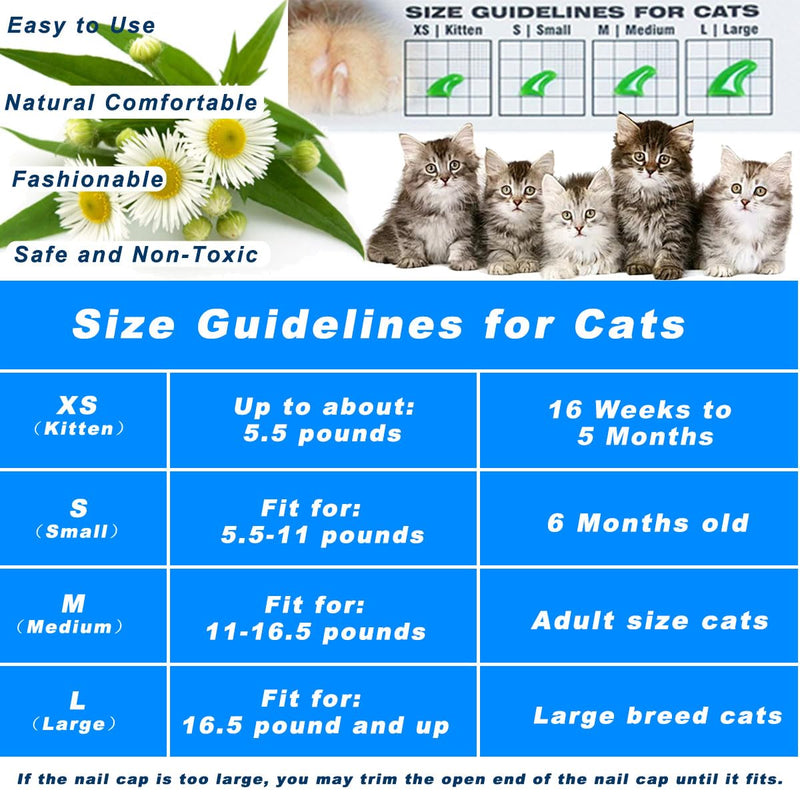 VICTHY 100pcs Boy Cat Nail Caps | Cat Nail Covers Cat Claw Covers for Boy Cat with Adhesive Glue and Applicators (M) Medium - BeesActive Australia