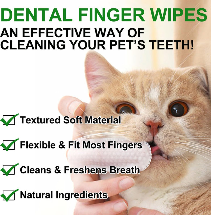 50Pcs Teeth Cleaning Wipes for Dogs & Cats, Dog Breath Freshener Dental Finger Wipes, Dog Dental Care Wipes Helps Wipe Away Plaque & Tartar - Freshens Breath, No-Rinse Dog Finger Toothbrush - BeesActive Australia