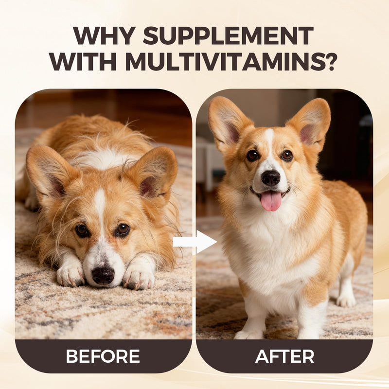 DM-01 Daily Multivitamin for Dogs, Multivitamin Itch Relief Chews Contain Glucosamine Probiotics Salmon Oil for Skin Coat, Gut & Immune Supports, 60 Chews (1) 1