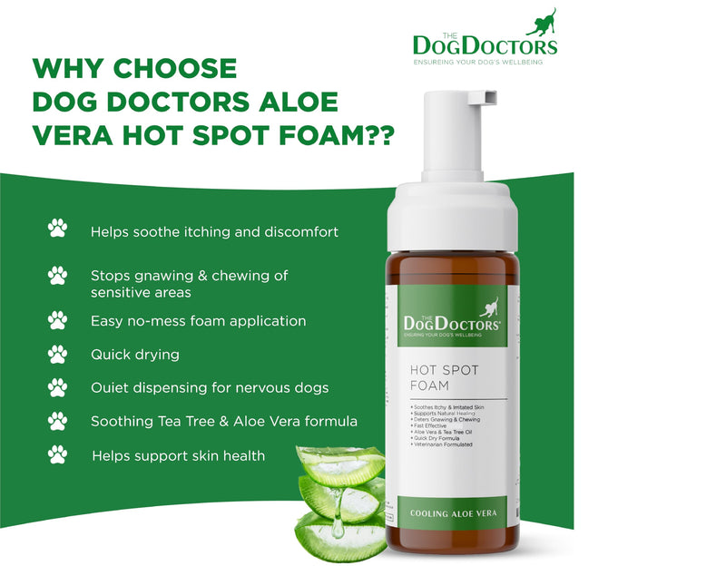 Dog Doctors Hot Spot Foam – hot spot Support for dogs, Tea Tree & Aloe Vera Formula, Helps Soothe Itchy Skin, Supports Sensitive Areas from Pawing & Chewing, Dog Itchy Skin Care