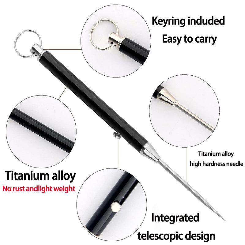 Portable Titanium Toothpicks,Pocket Metal Toothpick Reusable with Stainless Steel Toothpick Holder Keychain Telescopic Toothpick Holders(3 Pieces)