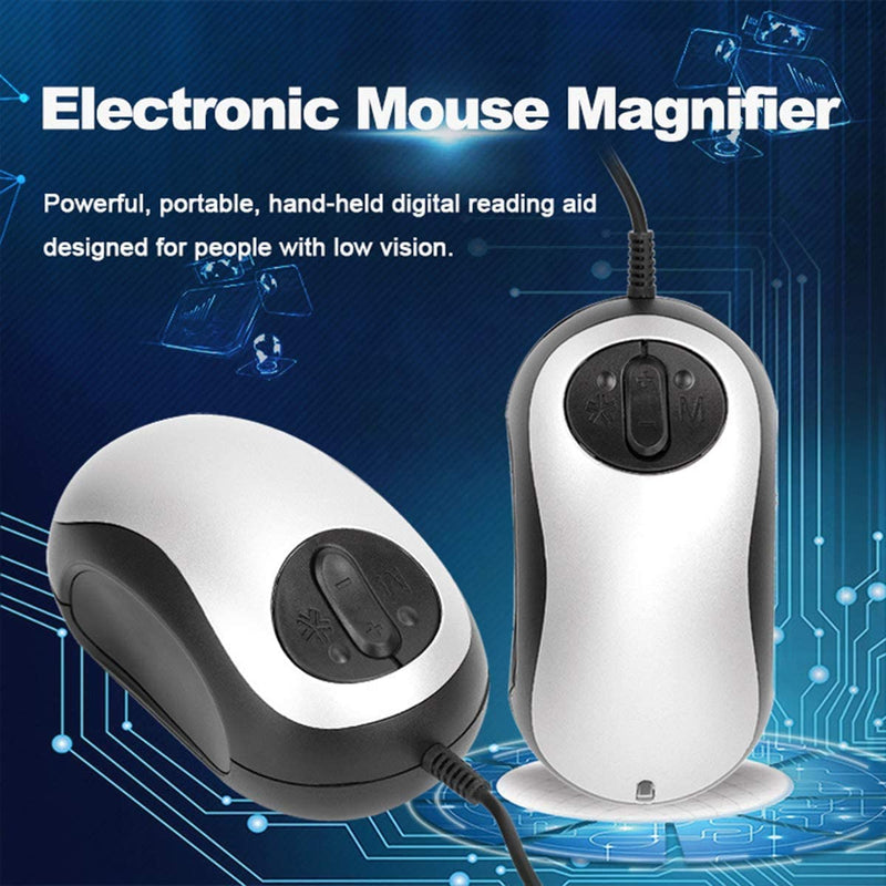 Electronic Low Vision Reading Aid - Portable Mouse Digital Magnifier with 10 Color Modes and Image Freeze for Visually Impaired, Parental Gift,Silver Silver