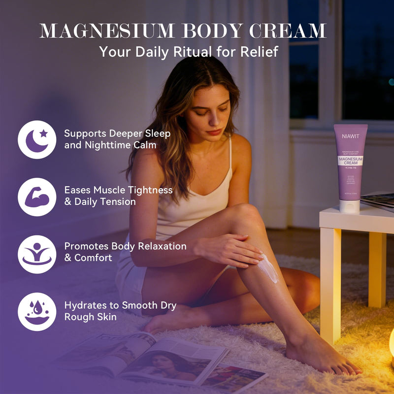 Magnesium Cream – Restful Sweet Sleep + Muscle Relaxation for Legs, Feet & Arms | Hydrating Body Cream with Magnesium & Shea Butter to Smooth Skin, Calm Gentle Formula 125 ml 4.21 Fl Oz (Pack of 1)