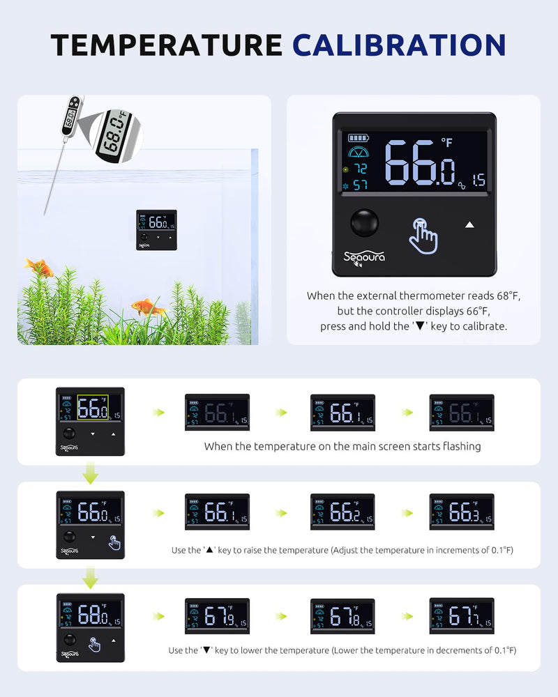 Aquarium Thermometer Digital with Motion Sensor for Glass Tank, Aquariums Temperature Gauge with Alarm, Fishtank Thermometer Calibrated LCD Display, Accurate to ±1℉, Suitable for Aquatic, Betta - BeesActive Australia