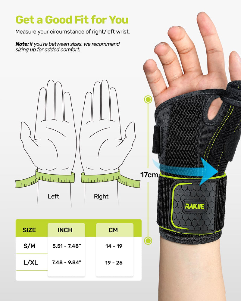Thumb Spica Splint Left Hand, Wrist Brace for Tendonitis, Thumb Wrist Double Support, Breathable Thumb Splint for Carpal Tunnel for De Quervain's Tenosynovitis, Yellow Size S/M