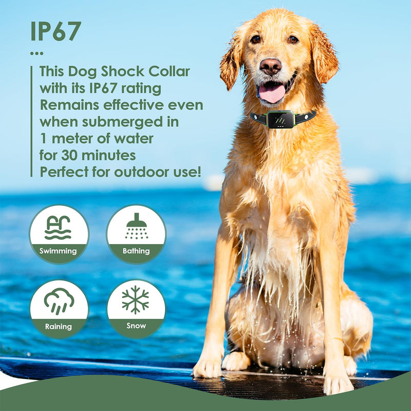 Dog Shock Collar 2 Dogs, 4500FT Dog Training Collar Rechargeable Waterproof IP67 Electronic Collar, Adjustable Collar for Dog 8-120 Lbs, 3 Training Modes Beep Dog Shock Collar with Remote Control 2 Pack Green - BeesActive Australia