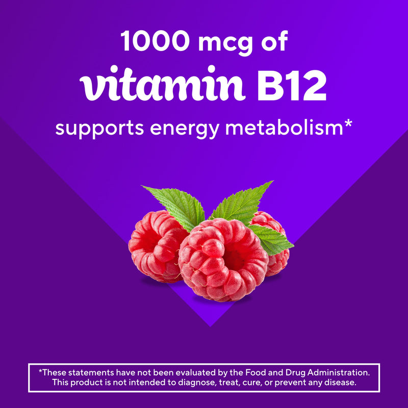 Vitafusion Vitamin B12 1000 mcg | 140 Gummies | Raspberry Flavor | Adult Gummy Vitamins for Women & Men | Gluten and Dairy-Free Supplement 140 Count (Pack of 1)
