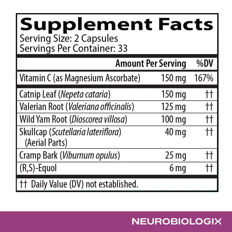 Neurobiologix Tension Release Supplement, Valerian & Skullcap, 120 Caps | Catnip, Vitamin C, Muscle Relaxation & Stress Relief, Non-Drowsy Calming Formula