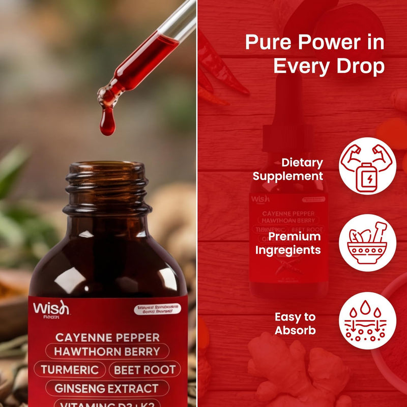 Cayenne Pepper Drops with Hawthorn Berry, Turmeric, Beet Root & Ginseng Vitamin D3 + K2, 2 Pack Organic Cayenne Pepper Drops for Men Support Circulation & Energy Liquid Cayenne Pepper