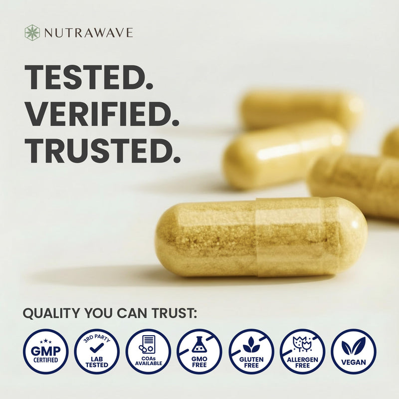 Nutra Wave Super B Complex Vitamins for Women & Men, High Potency B1 B2 B3 B5 B6 B7 B9 B12 with Choline & Myo-Inositol, Energy & Brain Support, Made in USA, Vegan Non-GMO, 60 Capsules 60 Count (Pack of 1)