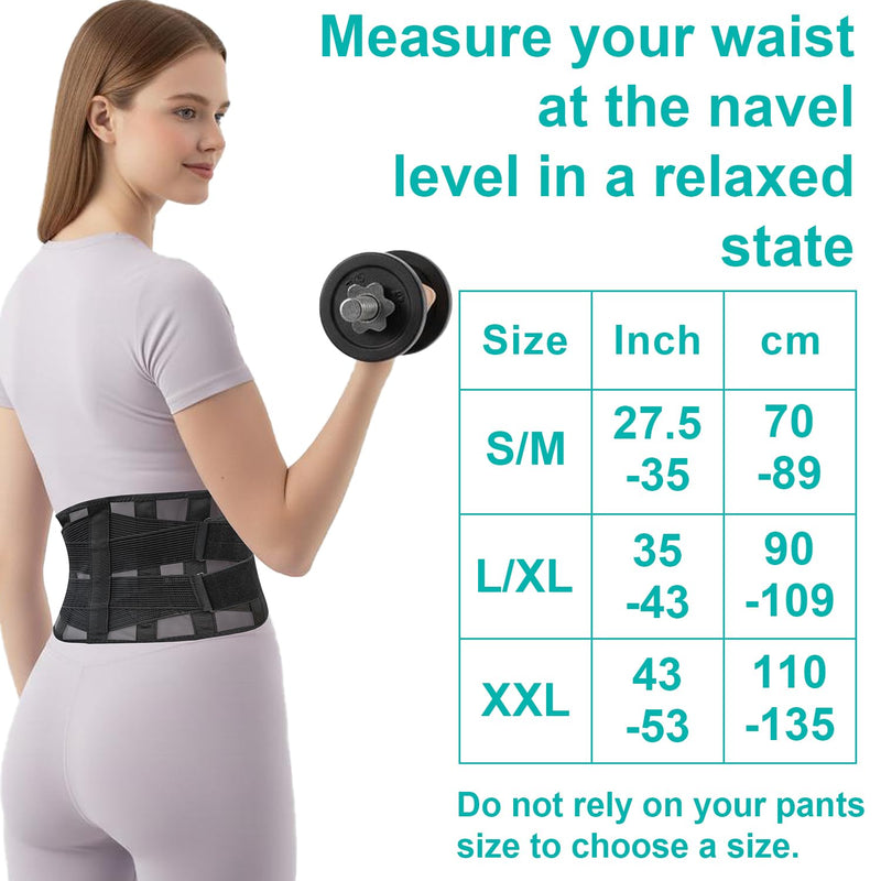 Ultra Thin Lumbar Support Brace for Women & Men – Lightweight Back Pain Relief Belt with Breathable Mesh – Slimline & Invisible Under Clothes – Sciatica & Herniated Disc Support L/XL