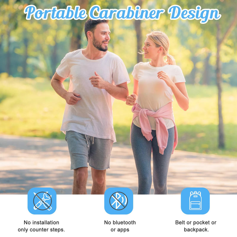Simple Pedometer for Walking, Accurate Step Tracker with Carabiner, 3D Step Counter for Men Women Kids Seniors Black - BeesActive Australia