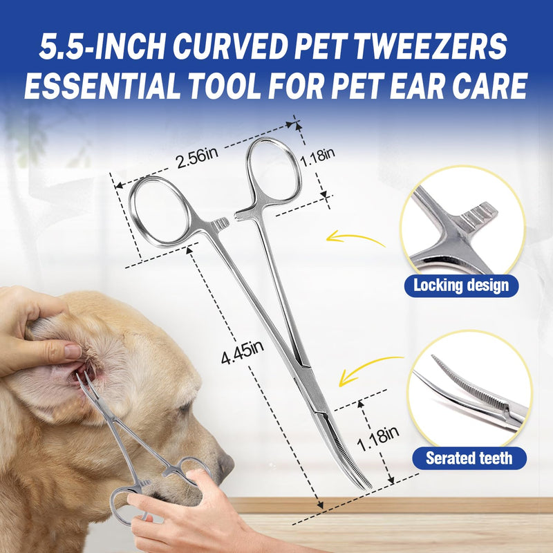 Ear Powder for Dogs Plucking,Dog Ear Infection Treatment with 5.5 Inch Tweezers Curved,Removal Ear Hair Powder,Soothes Itchy Ears & Relieve Scratching ear powder+tweezers - PawsPlanet Australia