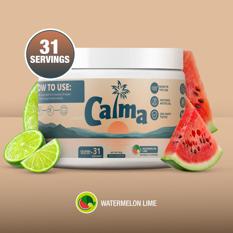 Calma – Watermelon Lime Calming Drink Mix, Magnesium Glycinate & Citrate with KSM-66 Ashwagandha, L-Theanine & Vitamin D3 (CELLg8) – Sugar Free, Non-GMO – 31 Servings