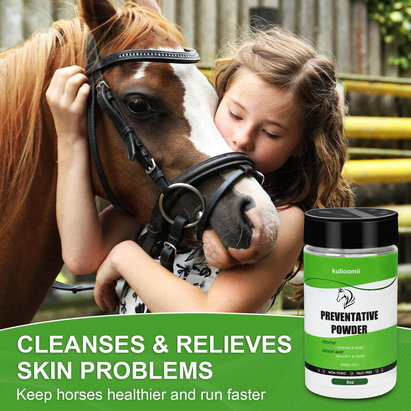 Daily Preventative Powder for Horses - Coat & Skin Care for Horses, Soothes Sweet Itch and Eliminate Odors- 8oz Horse Dry Shampoo 8 oz - BeesActive Australia