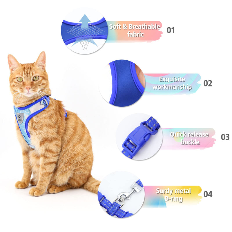 Supet Cat Harness and Leash Set Stylish Escape Proof Cat Vest Harness Adjustable Breathable Pet Harness with Reflective Trim Step-in Cat Leash and Harness for Cats Puppies M（Chest:11.0-18.3'' Pink M（Chest:11.0-18.3'') - BeesActive Australia