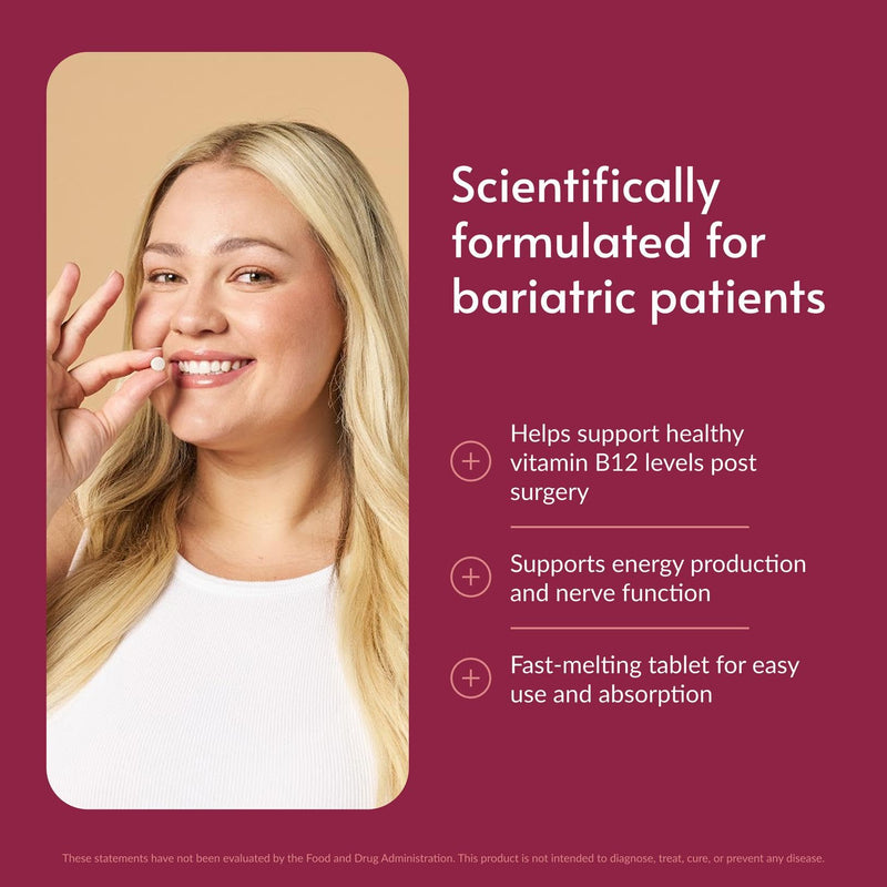 Bariatric Advantage B-12 Speedy Melts, Vitamin B12 1000 mcg Supplement, Fast Melting with 200 mcg of Folic Acid for Nutritional Support - Black Cherry, 90 Count 90 Count (Pack of 1)