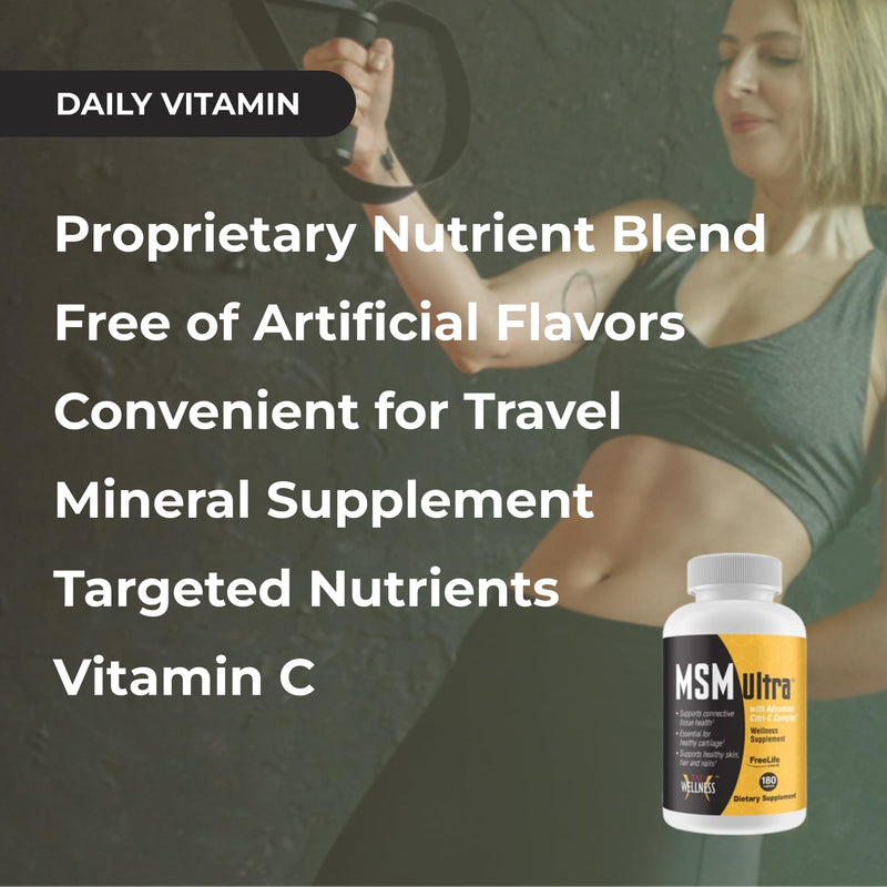 Youngevity Freelife MSM Ultra | 3,000 mg MSM + Proprietary Citri-C Complex Blend + Vitamin C | Ultimate Methylsulfonylmethane Supplement | Bone & Joint Support | 180 Count
