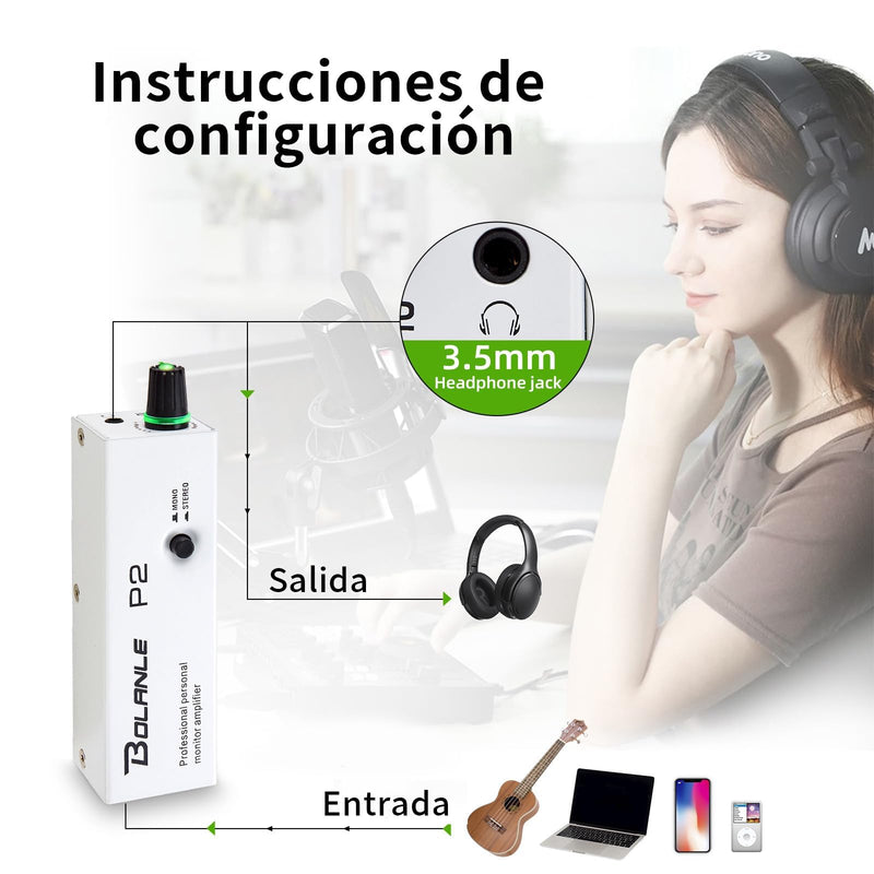 Bolanle P2 Portable in-Ear Monitor Amplifier, XLR/TRS Stereo/Mono Switch