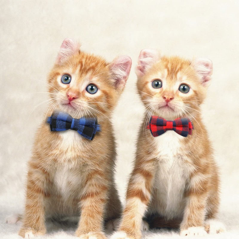 CIUJOY 2pcs cat collar with safety clasp and bell, adjustable from 7.8-10.2 inches, cat collar elastic, cat collars with bow tie for kittens - BeesActive Australia