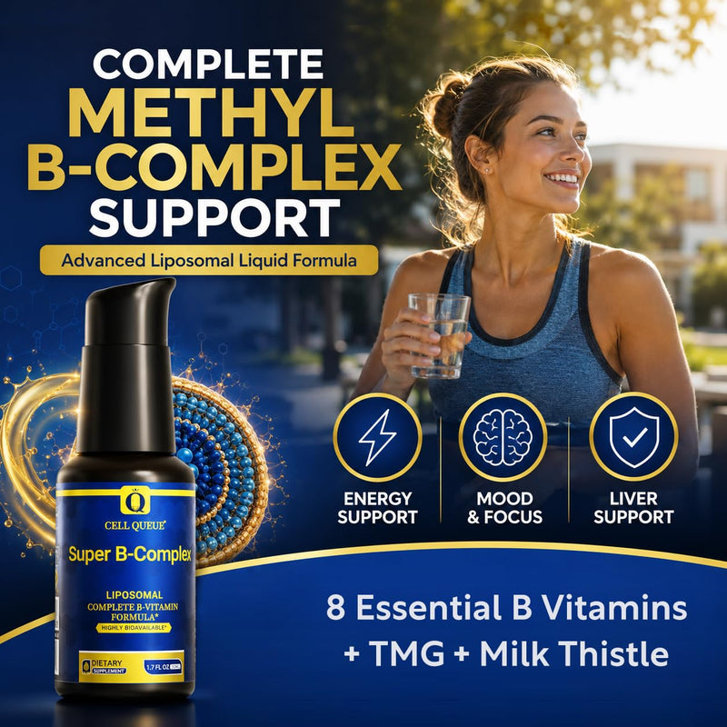 Liposomal Methyl B Complex Liquid - Active B Vitamin Formula with Methyl B12, Folate, TMG & Milk Thistle, Supports Energy, Mood, Cognition, Nervous System & Liver Function, 50 ml 1