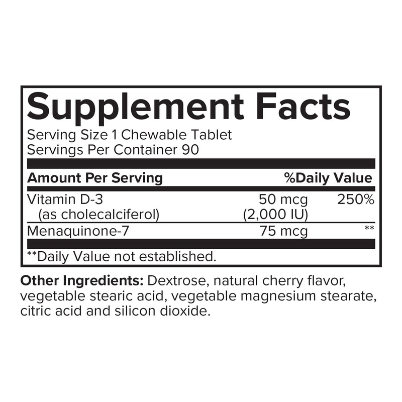 Portions Master Vitamin D3 5000 IU + K2 MK-7, Bone & Heart (60 Capsules)