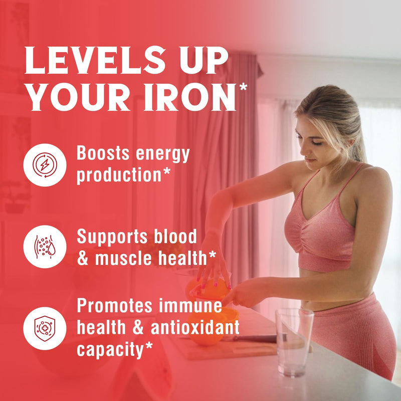 Iron Supplement, 65mg Carbonyl Iron with 250mg Vitamin C, Stomach Friendly | Iron Pills for Blood Building Women & Men, High Absorption, No Nausea, No Constipation, Non-GMO, No Gluten, 180 Vegan Tabs 180 Count (Pack of 1)