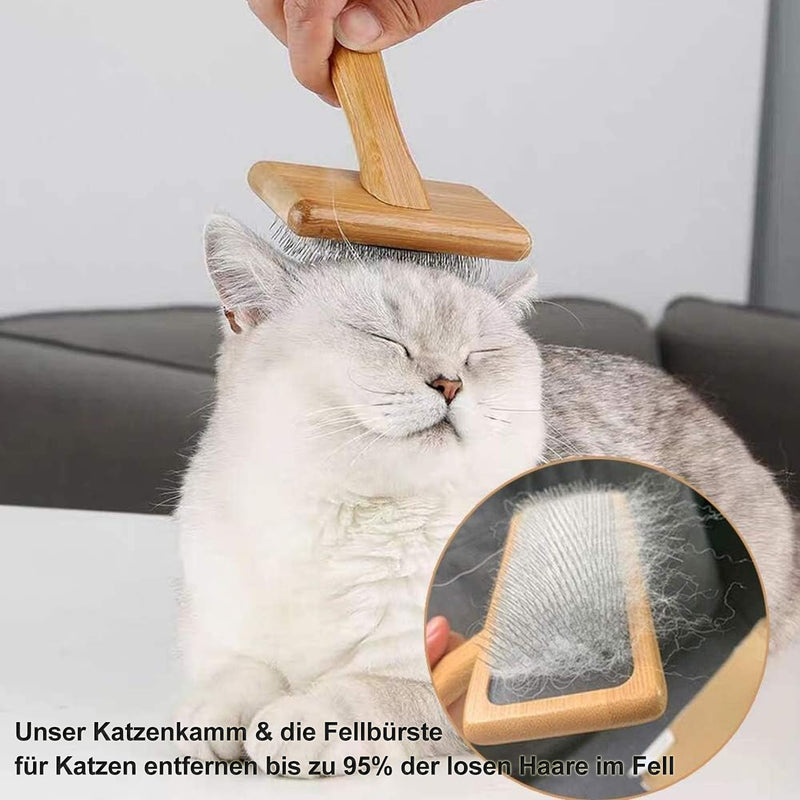 Premium dog brush and cat brush grooming, dog brush wood, dog brush for knots & undercoat - short hair & long hair, fur brush for pets, slicker slicker brush with stainless steel pins - BeesActive Australia