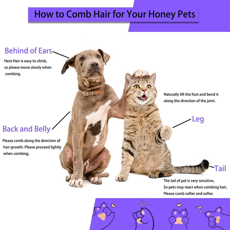 Pet Grooming Brush for Cats & Dogs, Self-Cleaning Undercoat Deshedding & Massage Tool, Purple - BeesActive Australia