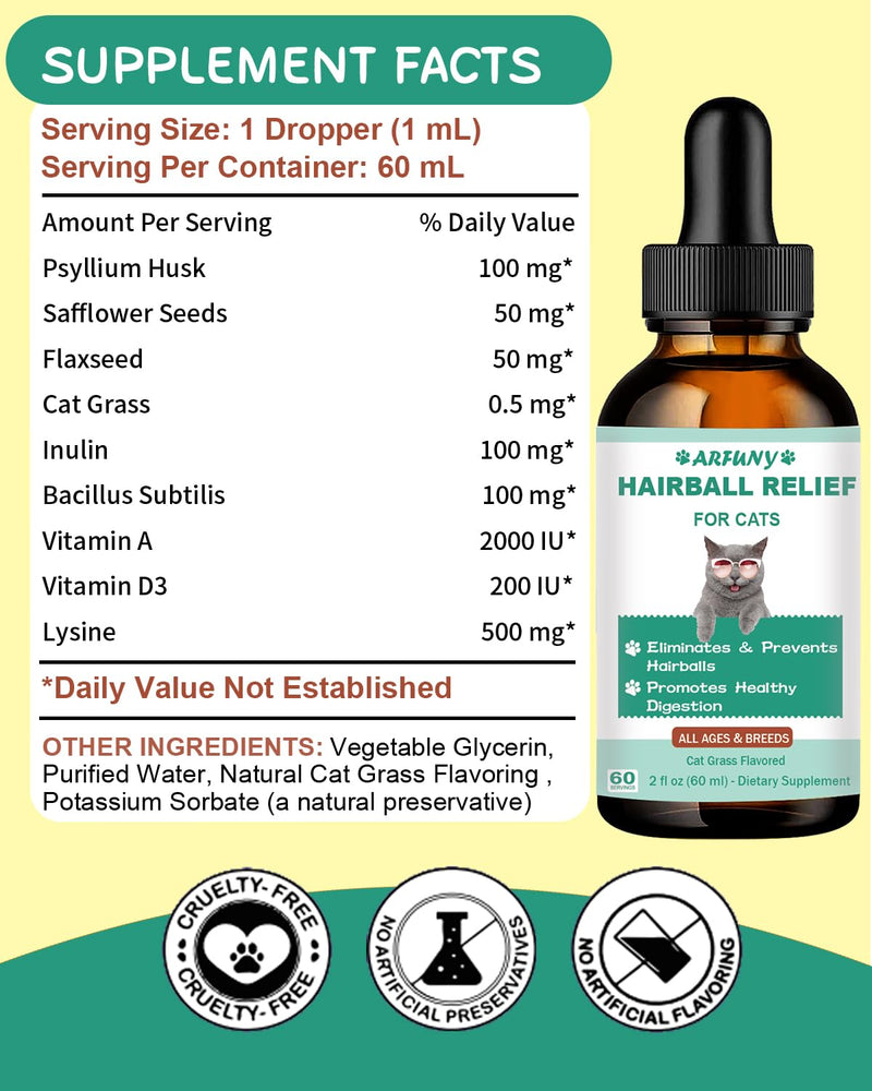 Hairball Remedy for Cats - Hairball Treats for Cats Help Prevent & Remove Hairballs - Cat Hairball Treatment Promotes Natural Passage of Hairballs - Natural Ingredients & Vitamins - Cat Grass Flavor