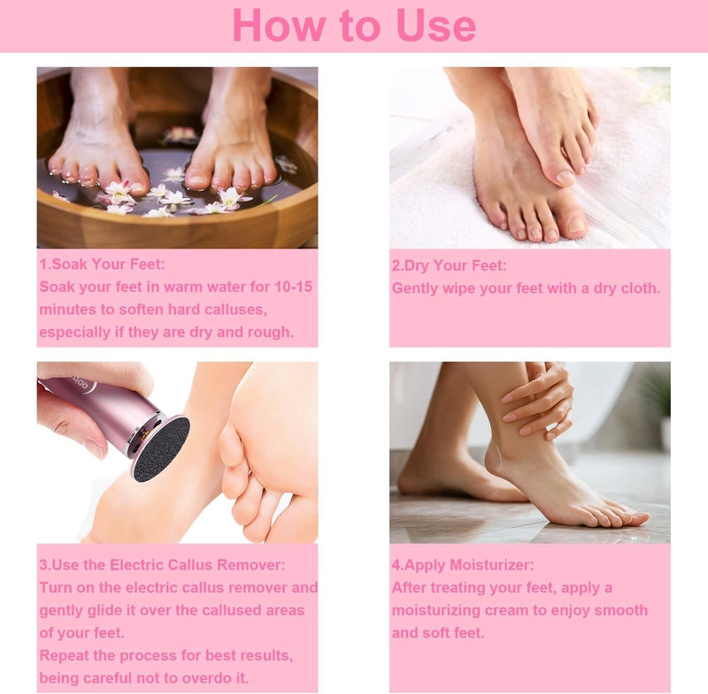 Dr.Pedi Electric Callus Remover for Feet Speed Adjustable Electric Foot File with 60pcs Replacement Sandpaper Discs Pro Pedicure Foot Filer Dead Dry Hard Skin Calluses Foot Grinder Pink - BeesActive Australia