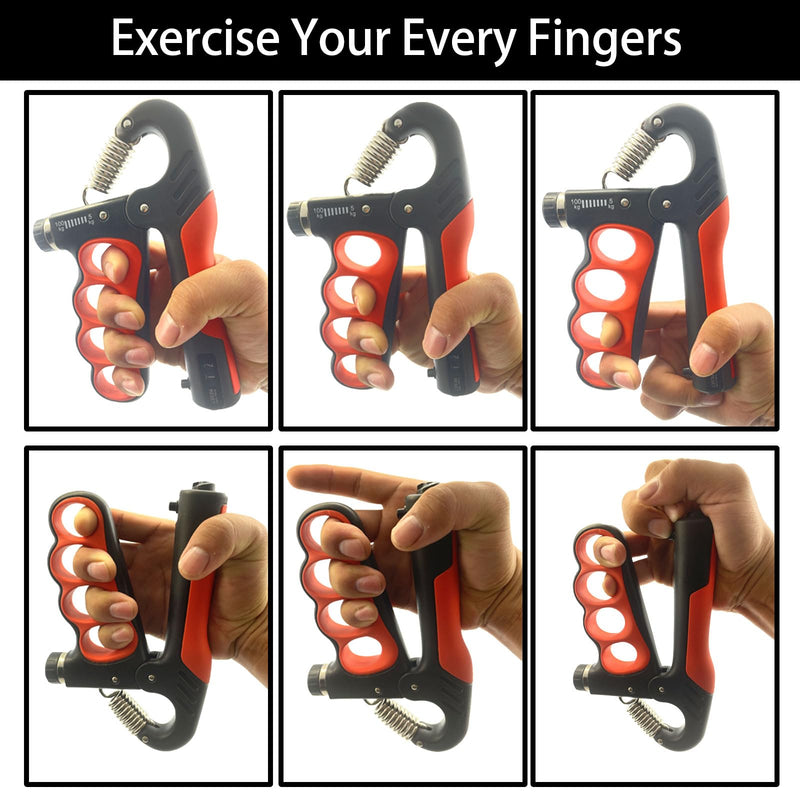 2PACK Grip Strength Trainer, 5-100KG (11-220 LB) Adjustable Resistance Forearm Hand Gripper Strengthener with Counter, Hand Wrist Exercise Workout Equipment for Home/Office Gym Red - BeesActive Australia