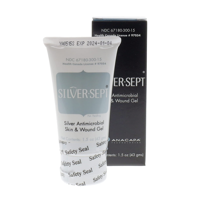 Silver-Sept-Silver Skin and Wound Gel 1.5 oz, Tube for Foot and Leg Ulcer Treatment, 1st and 2nd Degree Burn Care